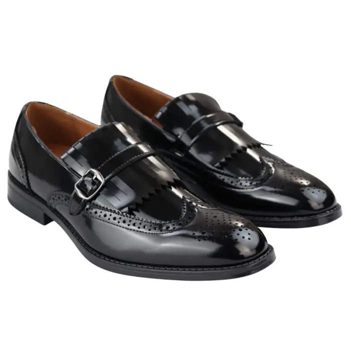 Mens Oxford Monk Shoes Smart Formal Classic Slip On Dress - Image 3