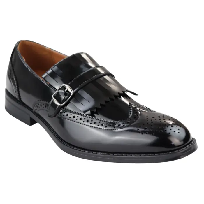 Mens Oxford Monk Shoes Smart Formal Classic Slip On Dress - Image 1