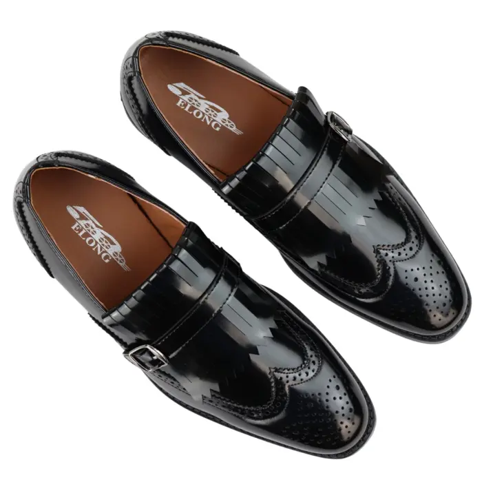 Mens Oxford Monk Shoes Smart Formal Classic Slip On Dress - Image 4