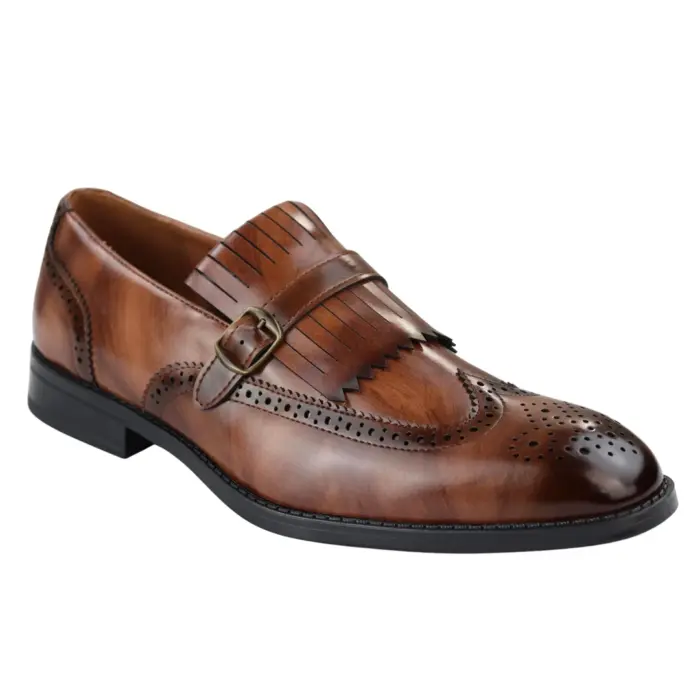 Mens Oxford Monk Shoes Smart Formal Classic Slip On Dress - Image 6