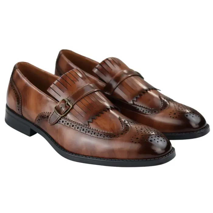 Mens Oxford Monk Shoes Smart Formal Classic Slip On Dress - Image 8
