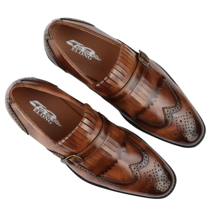 Mens Oxford Monk Shoes Smart Formal Classic Slip On Dress - Image 9