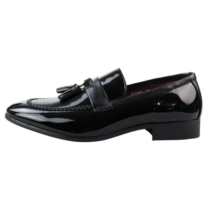 Men's Moccasin Loafers Patent Leather Lined Slip On Tassel Formal Dress Shoes - Image 2