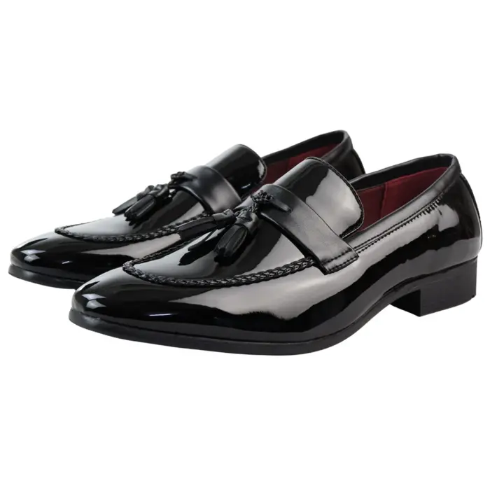Men's Moccasin Loafers Patent Leather Lined Slip On Tassel Formal Dress Shoes - Image 3