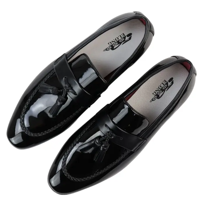 Men's Moccasin Loafers Patent Leather Lined Slip On Tassel Formal Dress Shoes - Image 4