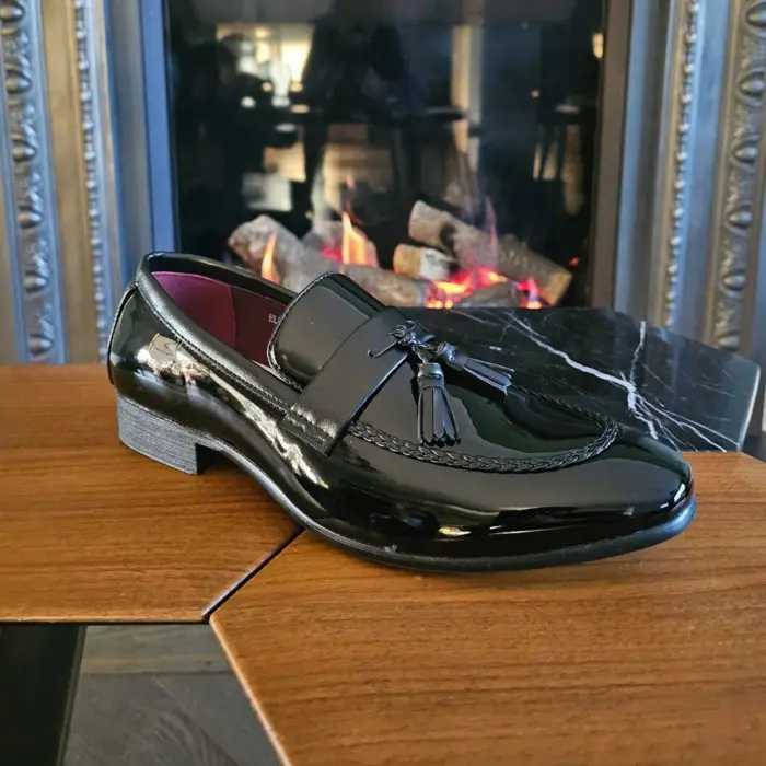 Men's Moccasin Loafers Patent Leather Lined Slip On Tassel Formal Dress Shoes - Image 6