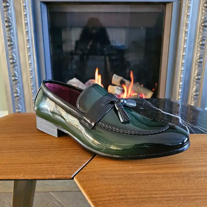 Men's Moccasin Loafers Patent Leather Lined Slip On Tassel Formal Dress Shoes - Image 19
