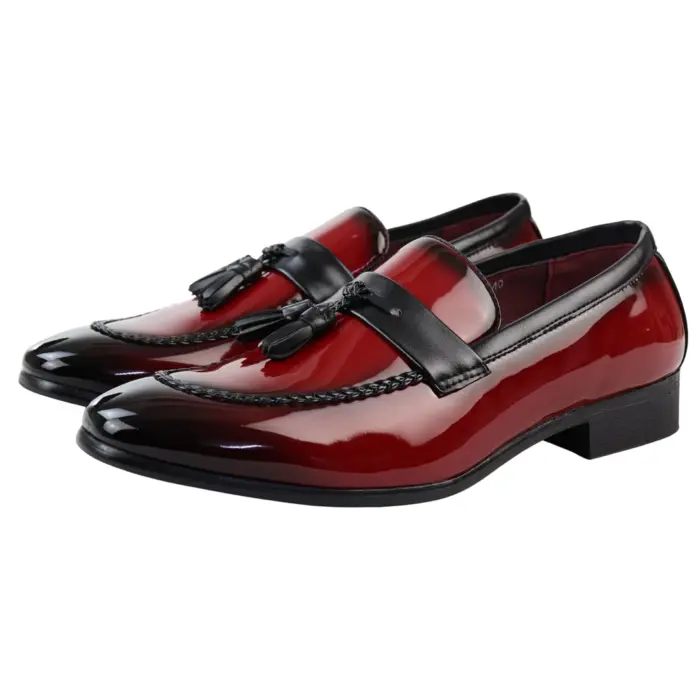 Men's Moccasin Loafers Patent Leather Lined Slip On Tassel Formal Dress Shoes - Image 23