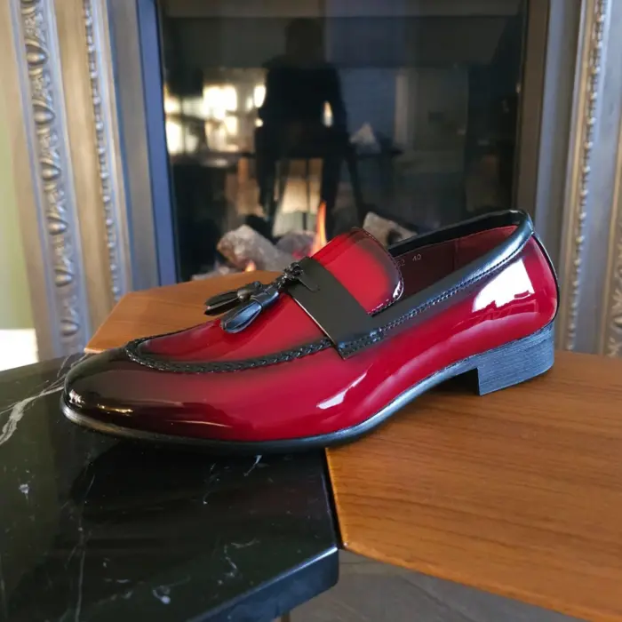 Men's Moccasin Loafers Patent Leather Lined Slip On Tassel Formal Dress Shoes - Image 26