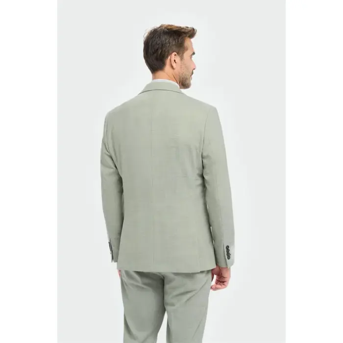 Men's Suit Sage Green 3 Piece Lightweight Wedding Summer Prom Dress - Image 9