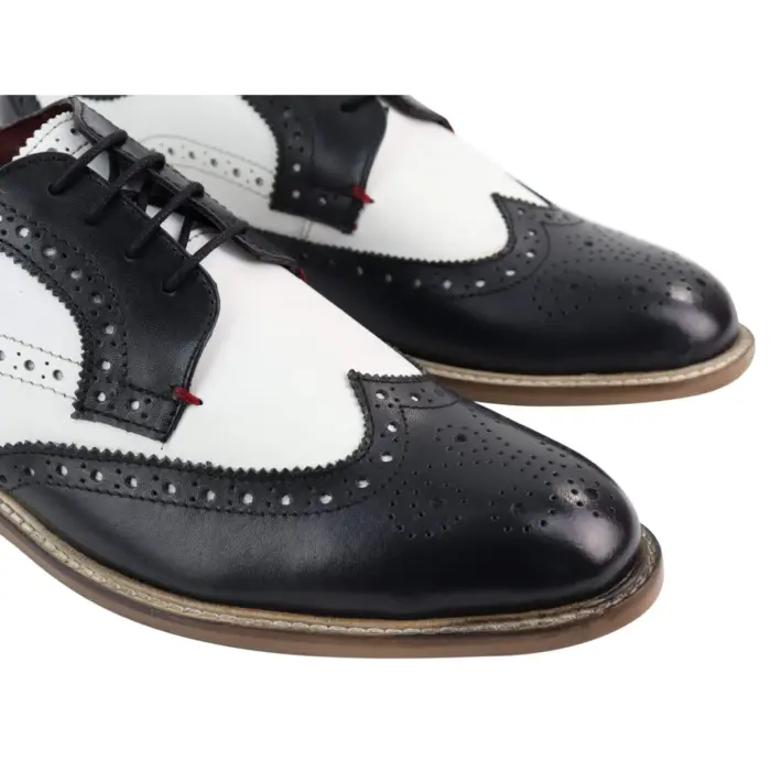 Mens Real Full Leather Gatsby Shoes Classic Leather 1920s Italian Smart Formal - Image 3
