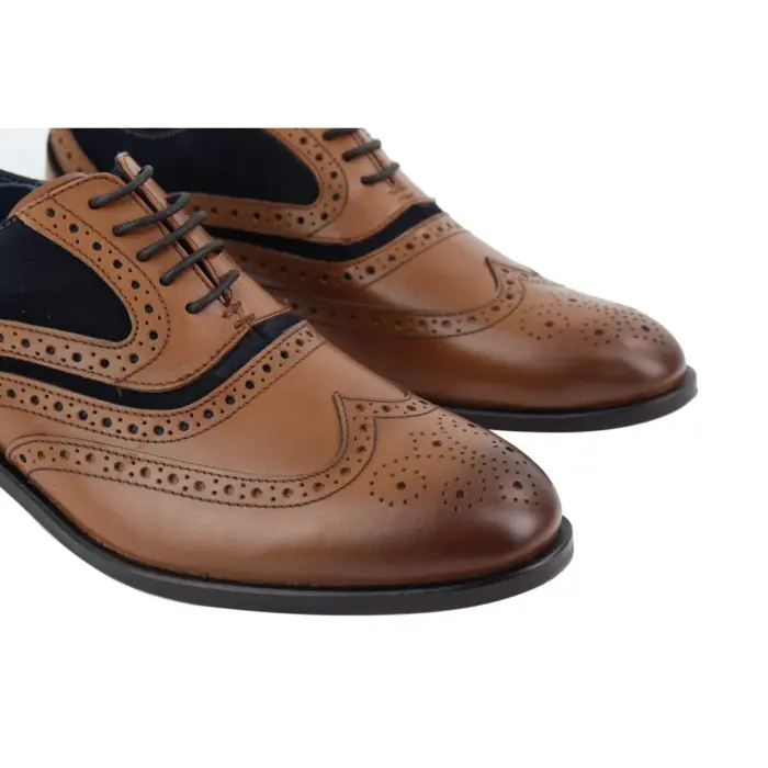 Mens Full Leather Suede Laced Oxford Brogues Smart Casual Formal Gatsby - Image 4