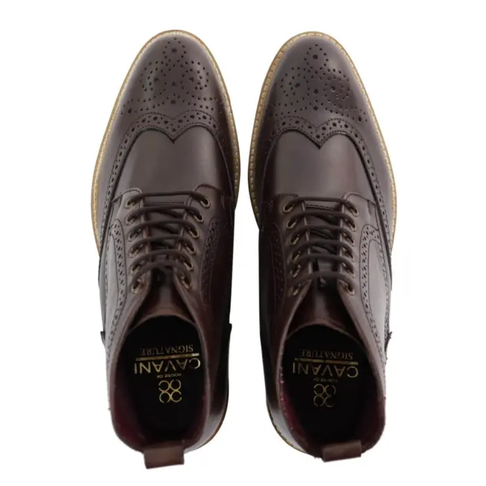 Mens Smart Casual Brouge Ankle Boots Shoes Laced Leather Peaky Blinders 1920s - Image 4