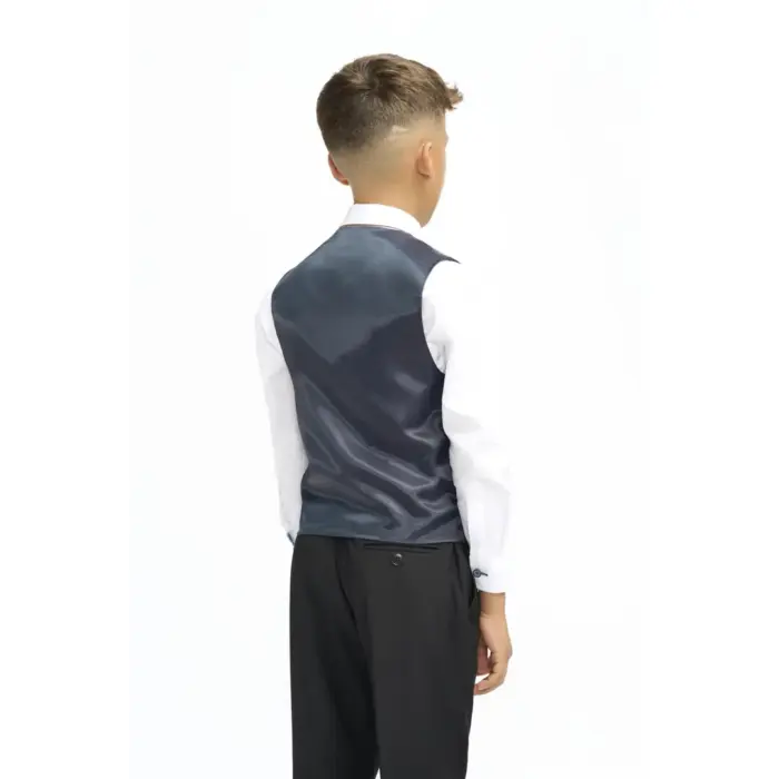 Boys Suit Black 3 Piece Tailored Fit Classic Formal Outfit - Image 4