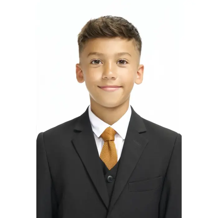 Boys Suit Black 3 Piece Tailored Fit Classic Formal Outfit - Image 9