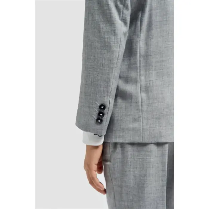 Boys Suit Grey 3 Piece Tailored Fit Classic Formal Outfit - Image 3