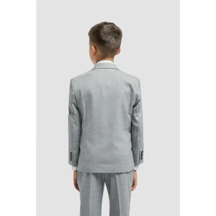 Boys Suit Grey 3 Piece Tailored Fit Classic Formal Outfit - Image 6