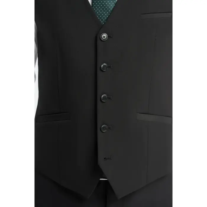 Men's Suit Black 3 Piece Tailored Fit Formal Classic Gent Dress - Image 6