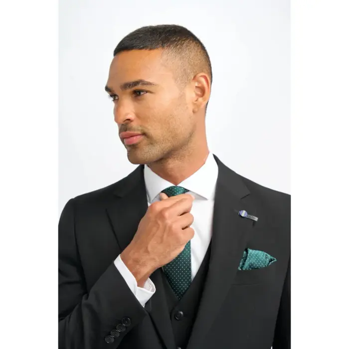 Men's Suit Black 3 Piece Tailored Fit Formal Classic Gent Dress - Image 3