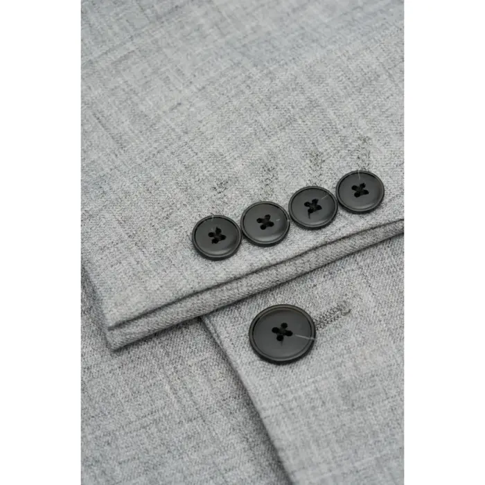 Men's Suit Grey 3 Piece Tailored Fit Formal Classic Gent Dress - Image 4