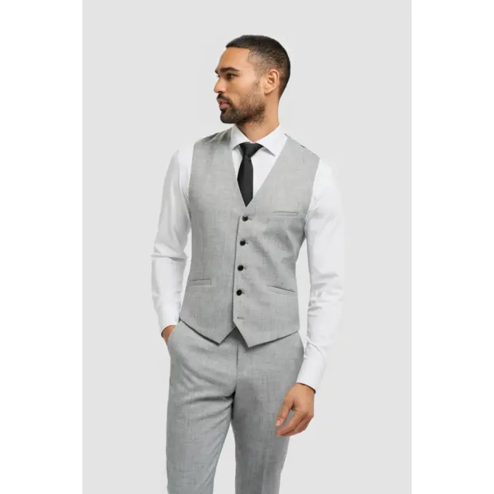 Men's Suit Grey 3 Piece Tailored Fit Formal Classic Gent Dress - Image 6