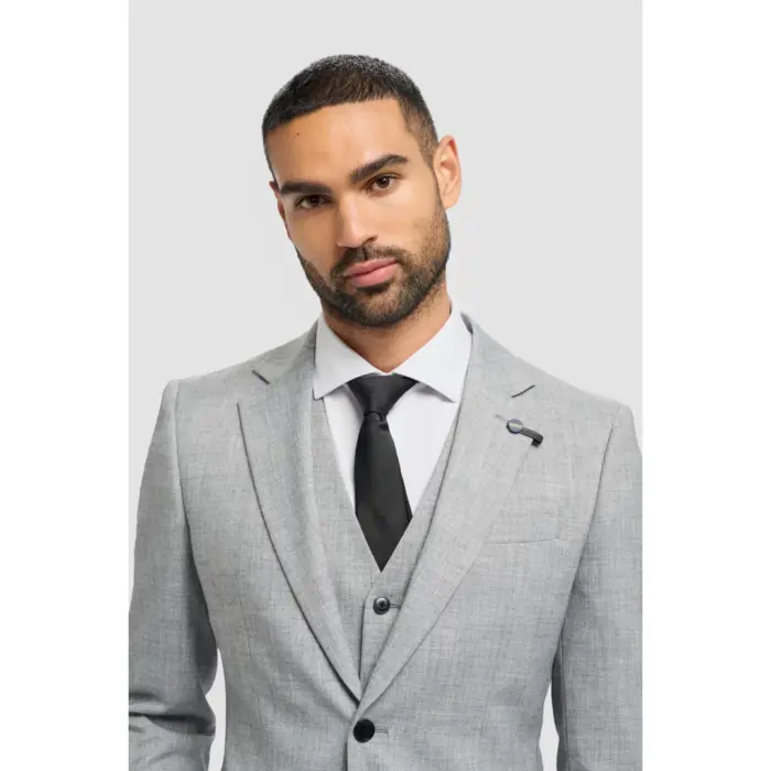 Men's Suit Grey 3 Piece Tailored Fit Formal Classic Gent Dress - Image 3