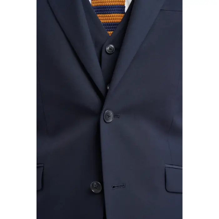 Men's Suit Navy 3 Piece Tailored Fit Formal Classic Gent Dress - Image 4