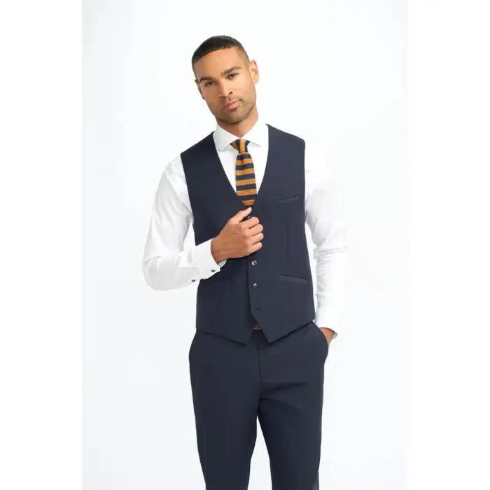 Men's Suit Navy 3 Piece Tailored Fit Formal Classic Gent Dress - Image 6