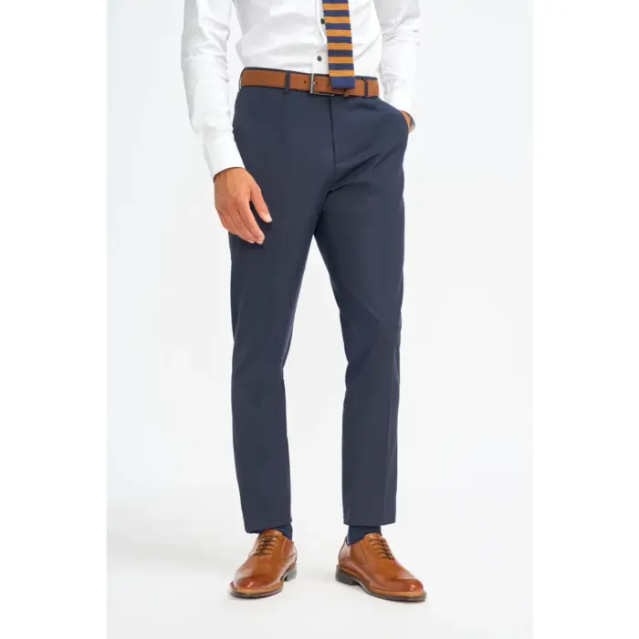 Men's Suit Navy 3 Piece Tailored Fit Formal Classic Gent Dress - Image 8