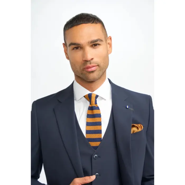 Men's Suit Navy 3 Piece Tailored Fit Formal Classic Gent Dress - Image 3