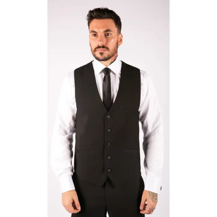 Mens Black 3 Piece Suit Classic Short Regular Long Smart Formal Tailored Fit - Image 5