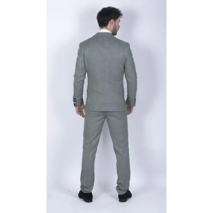 Mens 3 Piece Suit Sage Green Summer Linen Tailored Fit Wedding Prom Classic - Image 6