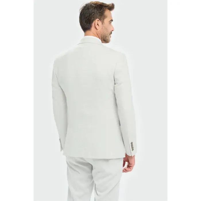 Men's Suit 3 Piece Grey Tailored Fit Wedding Prom Classic - Image 9