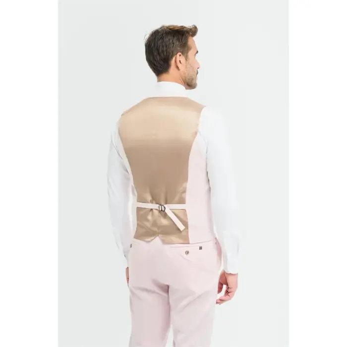 Men's Suit 3 Piece Pink Tailored Fit Wedding Prom Classic - Image 6