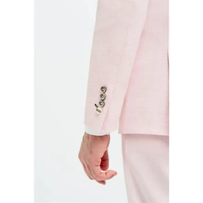 Men's Suit 3 Piece Pink Tailored Fit Wedding Prom Classic - Image 4