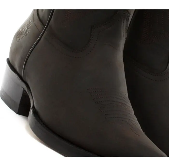 Mens Cowboy Boots Pointed Black Brown Grinders Louisiana Real Leather Western Cuban - Image 8
