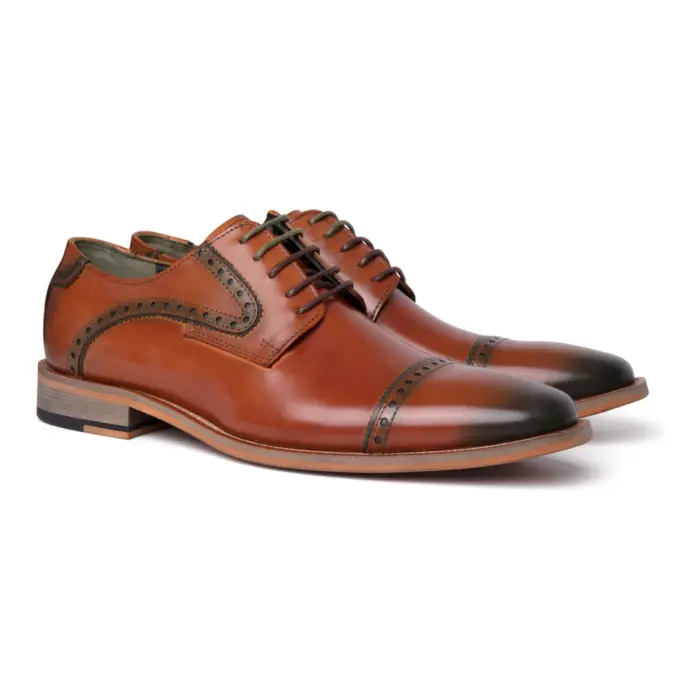 Jenson - Men's Brown Leather Lace Up Oxford Shoes - Image 2