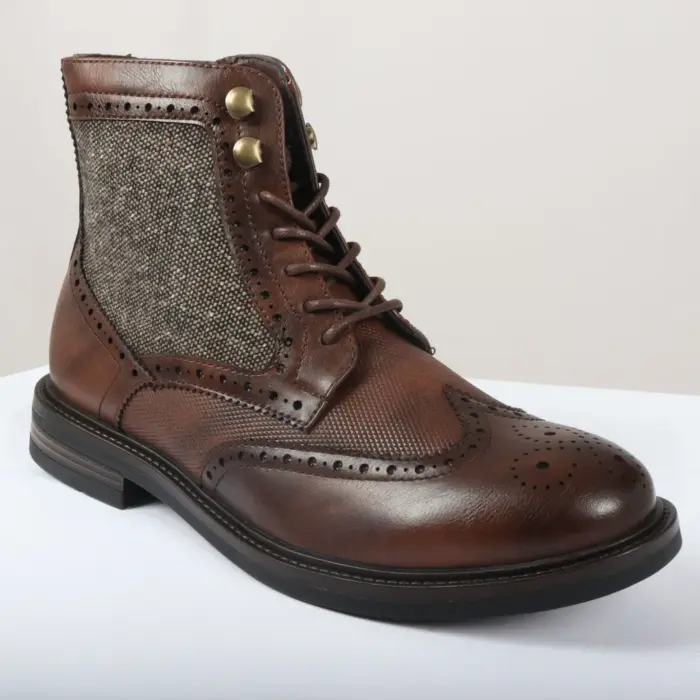Men's Brogue Boots Lace Up Smart Formal Ankle Boot - Image 7