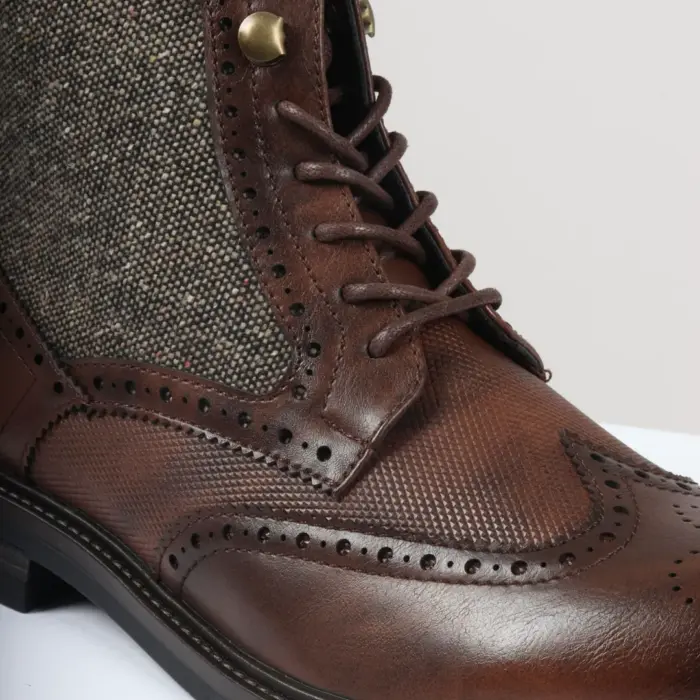 Men's Brogue Boots Lace Up Smart Formal Ankle Boot - Image 10