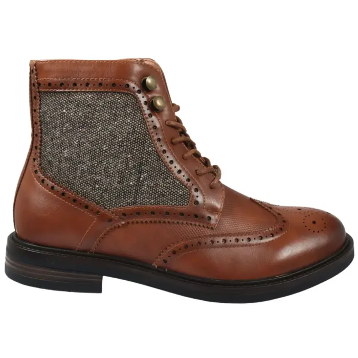 Men's Brogue Boots Lace Up Smart Formal Ankle Boot - Image 14