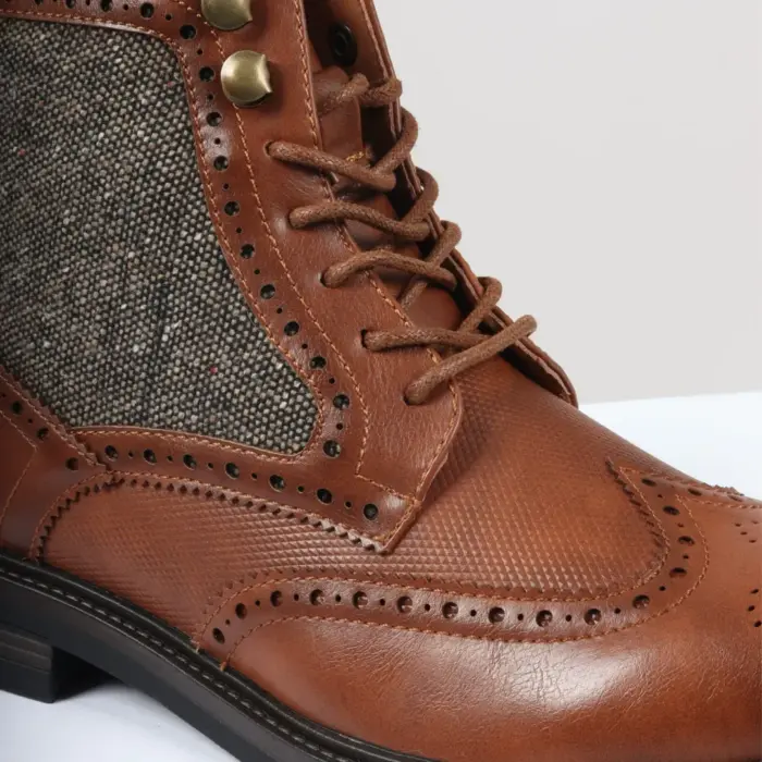 Men's Brogue Boots Lace Up Smart Formal Ankle Boot - Image 16