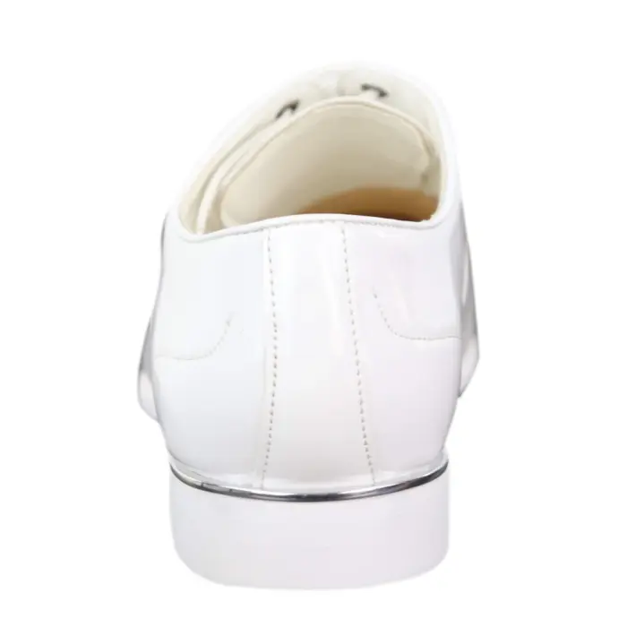 Mens Laced Shoes Shiny Patent Italian Design Silver Metal Classic Smart Formal - Image 15