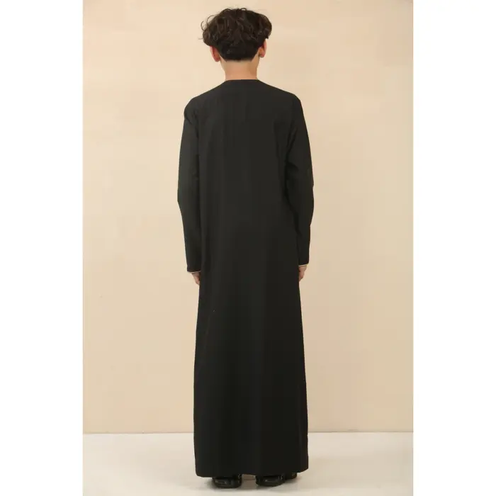 Boy's Thobe Emirati Omani Jubba Islamic Clothing Muslim Kaftan Eid Robe Arab Gold Embroidery - Image 9