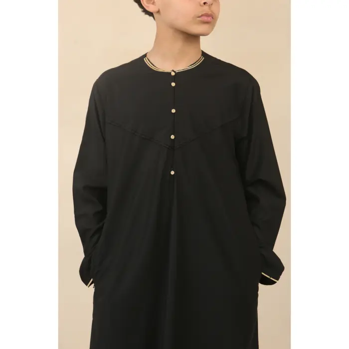 Boy's Thobe Emirati Omani Jubba Islamic Clothing Muslim Kaftan Eid Robe Arab Gold Embroidery - Image 8