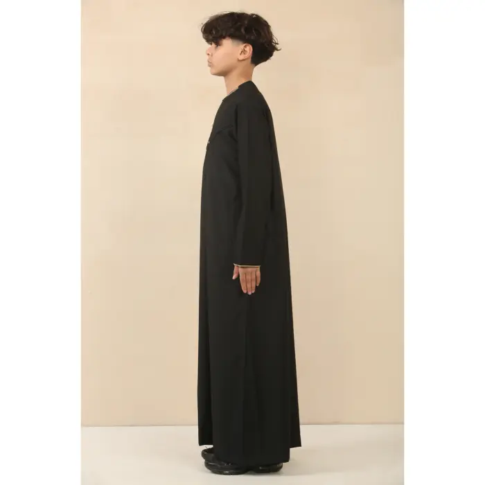 Boy's Thobe Emirati Omani Jubba Islamic Clothing Muslim Kaftan Eid Robe Arab Gold Embroidery - Image 6