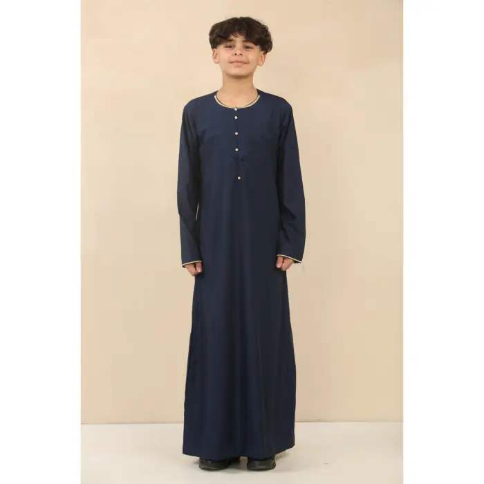 Boy's Thobe Emirati Omani Jubba Islamic Clothing Muslim Kaftan Eid Robe Arab Gold Embroidery - Image 10