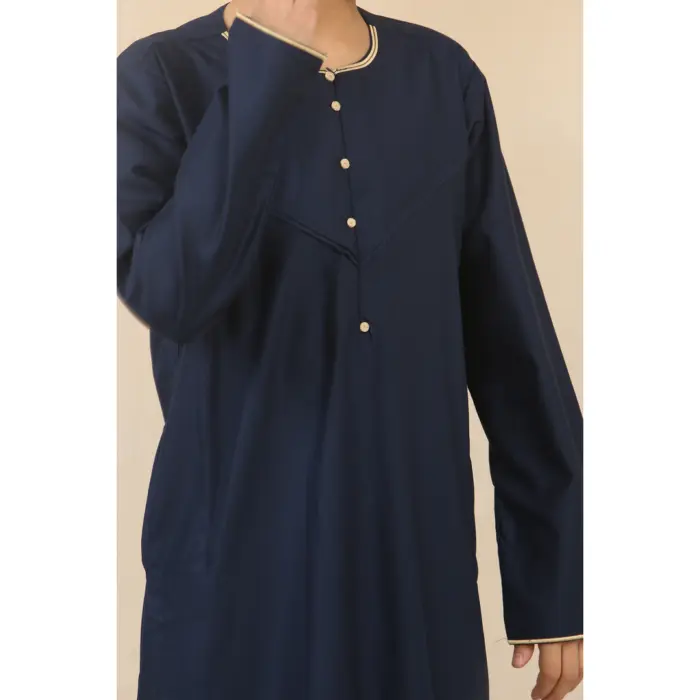 Boy's Thobe Emirati Omani Jubba Islamic Clothing Muslim Kaftan Eid Robe Arab Gold Embroidery - Image 16