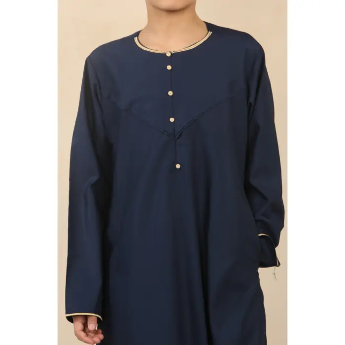 Boy's Thobe Emirati Omani Jubba Islamic Clothing Muslim Kaftan Eid Robe Arab Gold Embroidery - Image 15
