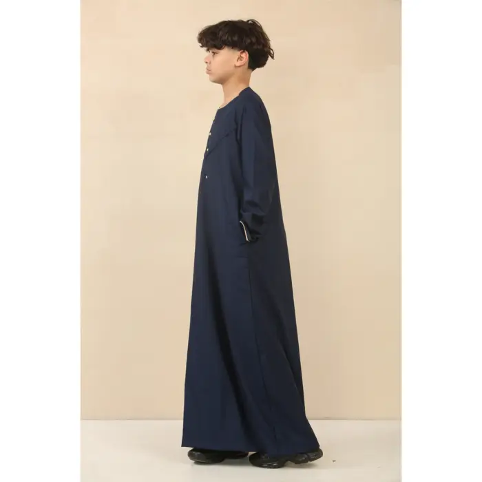 Boy's Thobe Emirati Omani Jubba Islamic Clothing Muslim Kaftan Eid Robe Arab Gold Embroidery - Image 14