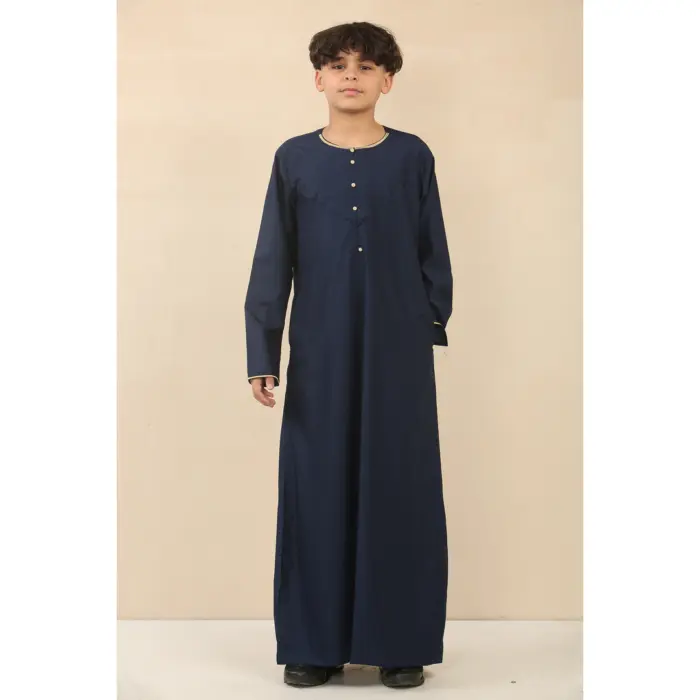 Boy's Thobe Emirati Omani Jubba Islamic Clothing Muslim Kaftan Eid Robe Arab Gold Embroidery - Image 13